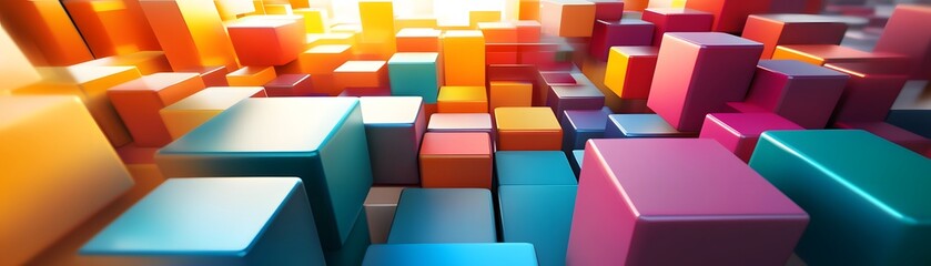 Abstract geometric shapes in vibrant colors.