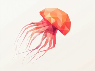 Abstract Polygonal Jellyfish with Vibrant Colors and Fluid Motion