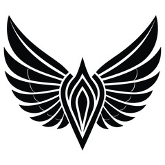 Elegant Black and White Winged Emblem Design  Perfect for Logos, Tattoos, and More
