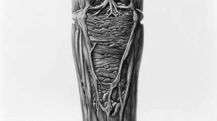 Detailed human leg anatomy drawing