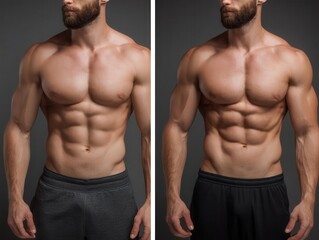 Muscular physique transformation before and after