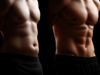 Before and after physique comparison