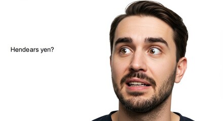 Fototapeta premium Anxious Man Looking Sideways with Suspicious Expression