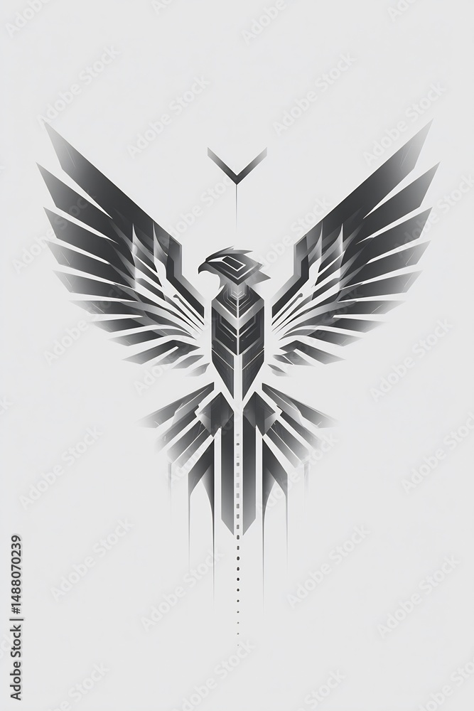 Poster abstract geometric avian depiction with an assertive presence and modern essence