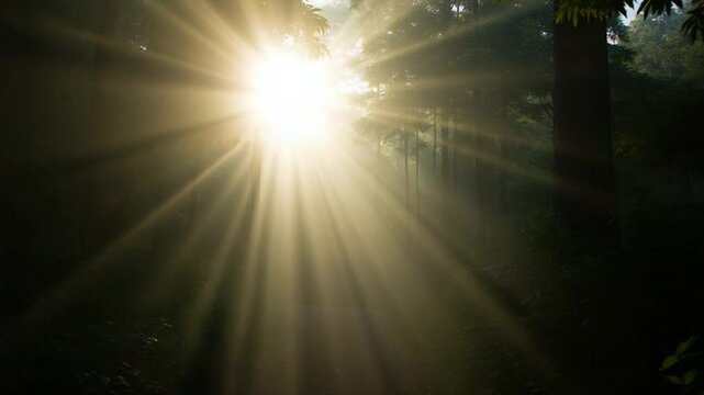 Morning Light Filtering Through a Dense Jungle Canopy