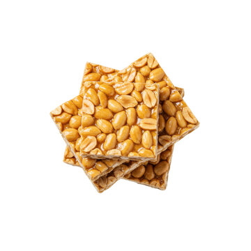 Peanut Brittle Squares on White Plate, pe de moleque brazilian candy