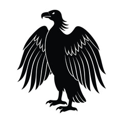 Vulture Perched Wings Vector Silhouette