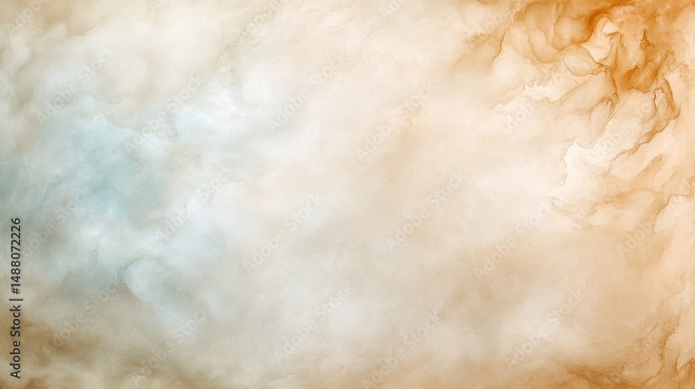Poster abstract swirling clouds in warm tones of orange and blue, creating a serene backdrop for creative p