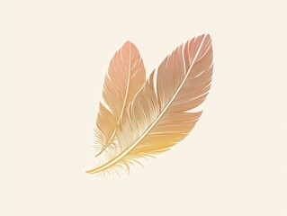 Elegant Golden Feathers on Soft Background for Art and Design