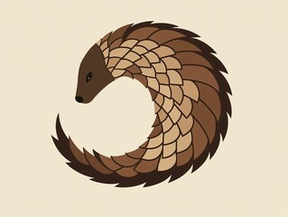 Obraz premium Detailed Illustration of a Stylized Pangolin in Circular Form