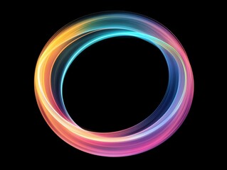 Colorful Abstract Light Swirl Circle Design on Black Background