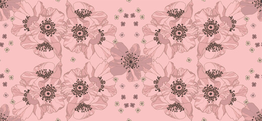 Roses pattern in vintage style for packaging, fabric, wallpaper	
