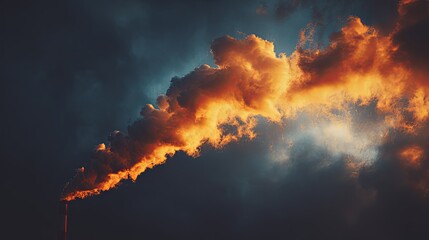 Dramatic Scene of a Large Fire Burning