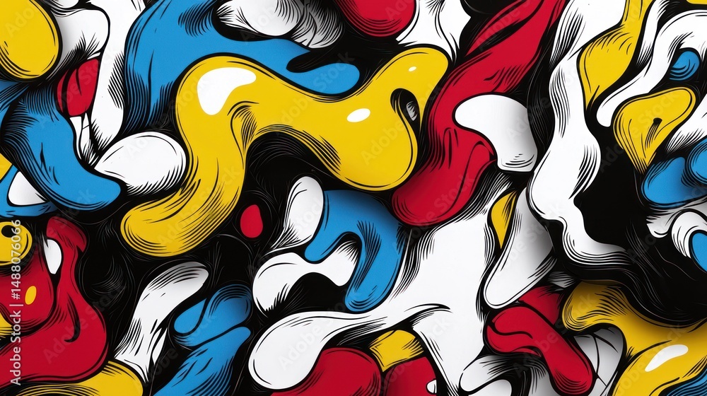 Poster colorful abstract design featuring fluid shapes and vibrant hues creating a dynamic visual impact