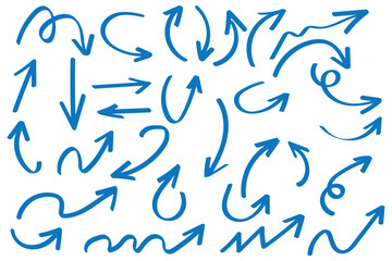 Set of Hand drawn vector arrows doodle on white background. design element vector illustration.