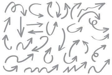 Set of Hand drawn vector arrows doodle on white background. design element vector illustration.