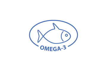 omega 3 black outline badge icon label isolated vector 