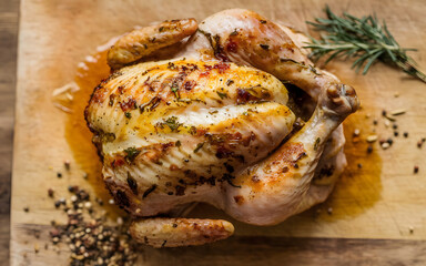 Juicy Baked Chicken with Seasoning and Rosemary

