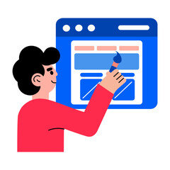 A flat style illustration of a web designer