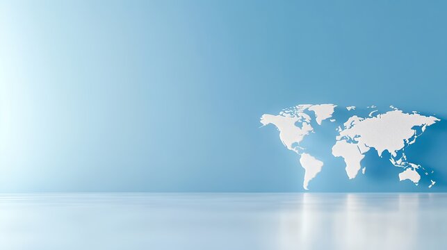 World Map on Blue Background