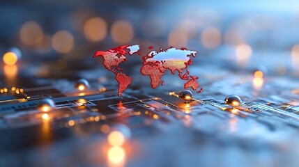 World Map on Circuit Board