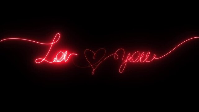 Neon glowing I love you text .I love you. Handwritten inscription in one continuous line. Valentine's Day. Love and romance concept.