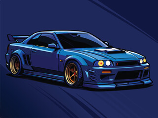 Obraz premium Blue sports car vector illustration automotive art