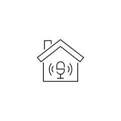 single outline icon podcast home related to podcast or communication. with home element and microphone. linier icon collection. editable stroke. vector illustration.