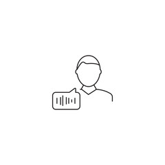 single outline icon sound recording related to podcast or communication. with people element and microphone. linier icon collection. editable stroke. vector illustration.