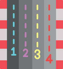Racing Lanes with Numbered Indicators – Athletic Track for Sports Events