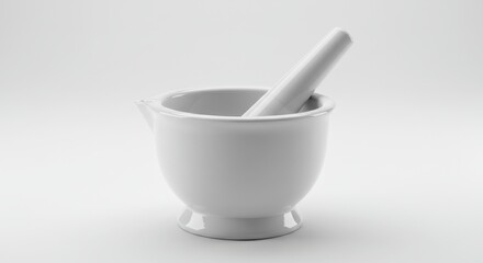 White Ceramic Mortar and Pestle Still Life