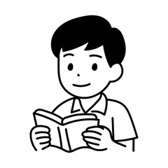 student boy Avatar people human school cartoon read a book and study