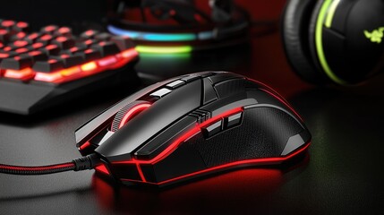 Close-up view of a gaming mouse with glowing accents.