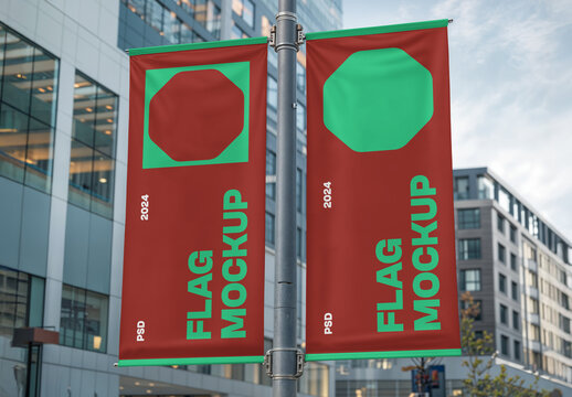 Festival Flag PSD Mockups