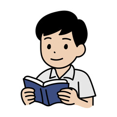 student boy Avatar people human school cartoon read a book and study