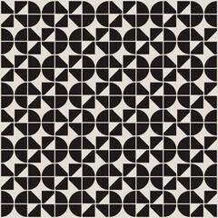 Mid century modern geometric floral background in black and cream. Graphical illustration for a unique textiles and home décor.