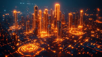Futuristic Cityscape: Neon Glow in the Metropolis