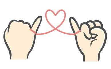 運命の赤い糸　赤い糸で結ばれたハート