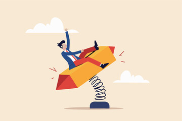 Gold investment, ETF exchange traded funds, make profit from gold, saving or wealth management, hedge against inflation concept, confidence businessman riding rodeo bullion metaphor of invest in gold.