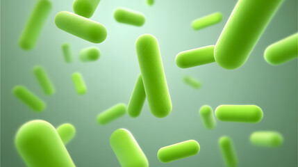Microscopic View of Green Bacteria Cells