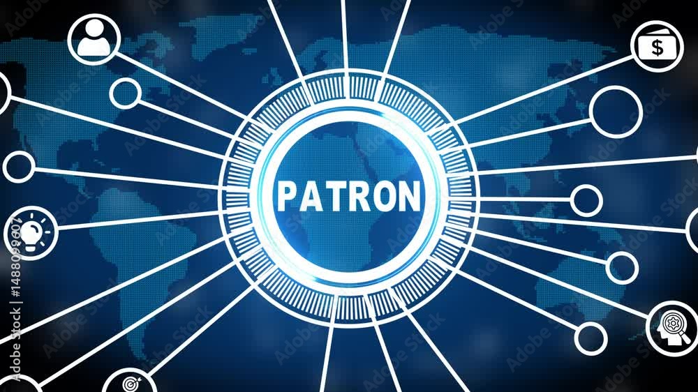 Poster global patron network visualized digital technology for support and distribution