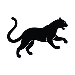 Snow Leopard Leaping Vector Silhouette