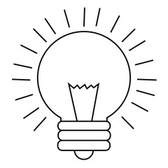 Cute cartoon hand drawn vector light bulb outline.