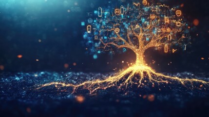Digital Tree of Knowledge: A Symbol of Data Growth and Interconnection