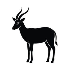 Saola Straight Horns Vector Silhouette