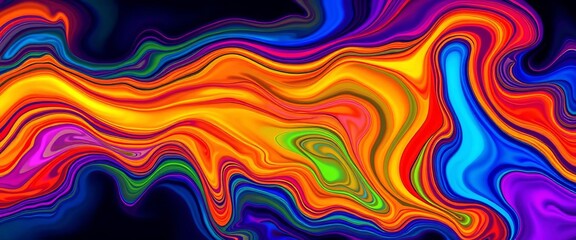 Obraz premium Abstract swirling vibrant liquid forms creating a colorful, dynamic background, technology, abstract background