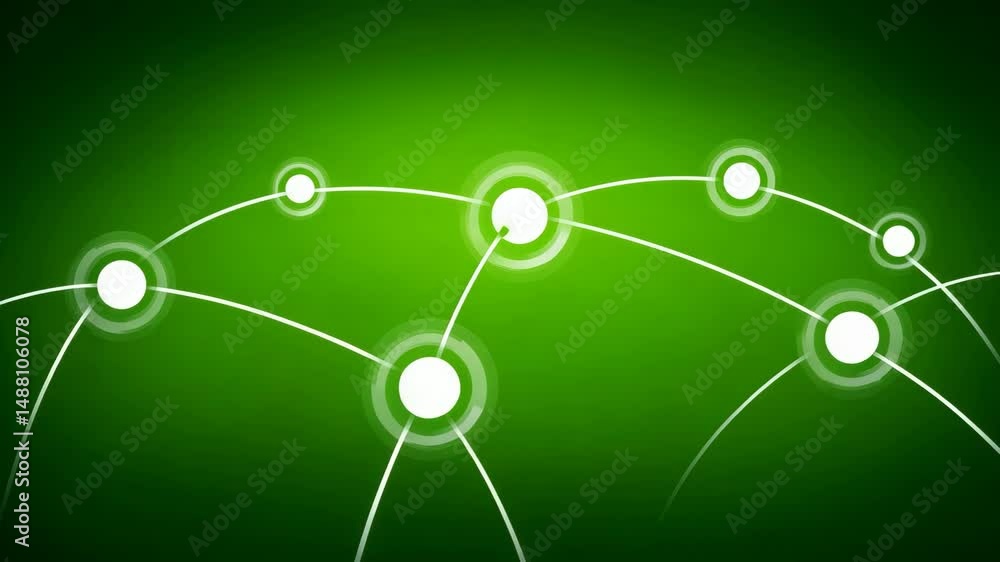 Aufkleber abstract digital network connectivity with glowing nodes on vibrant green background
