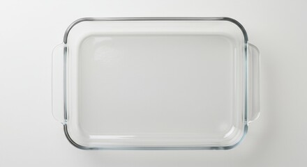 Empty Clear Glass Baking Dish Isolated on White Background