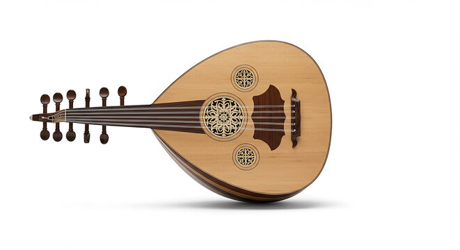 Light brown oud with decorative carvings