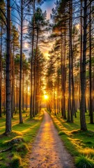 Obraz premium sunset in the forest